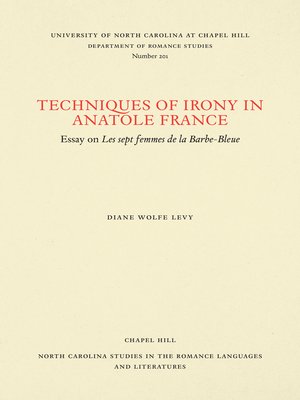 cover image of Techniques of Irony in Anatole France